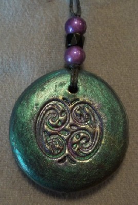 celtic knot pendant in polymer clay and mica made in the USA