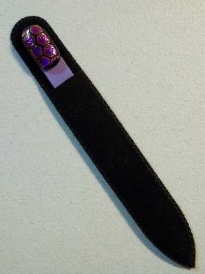 crystal glass nail file in felt carrying case