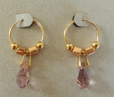 Swarovski Crystal Strass logo hoop earrings made in the USA