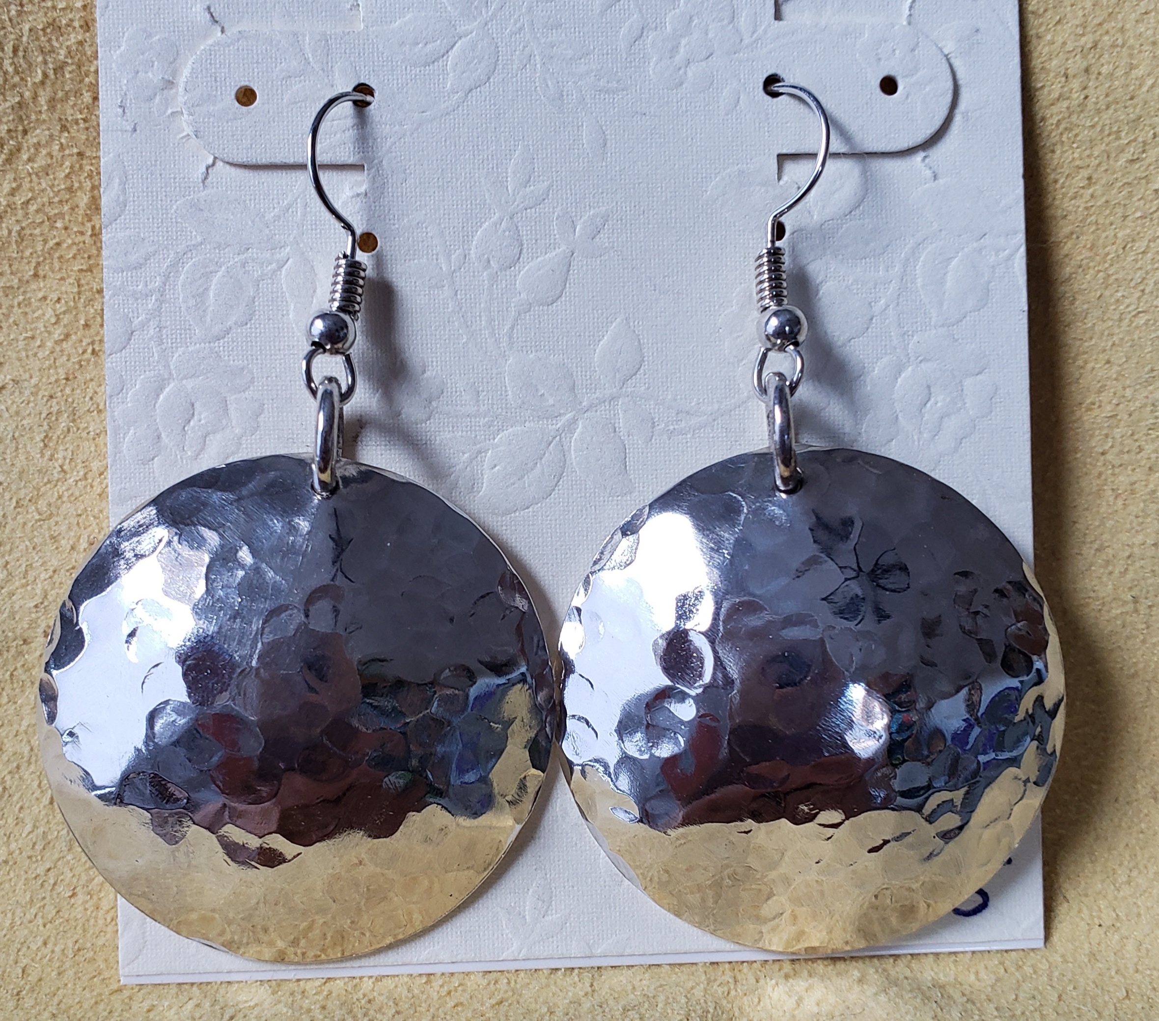 sterling silver hammered disk earrings handcrafted in the USA