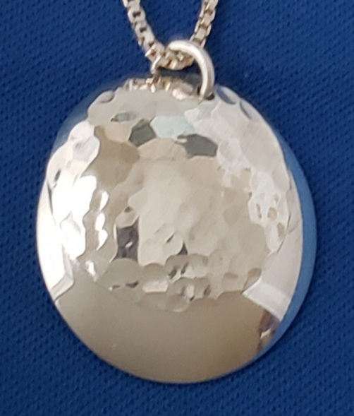 hammered and polished sterling silver double disk pendant handcrafted in the USA